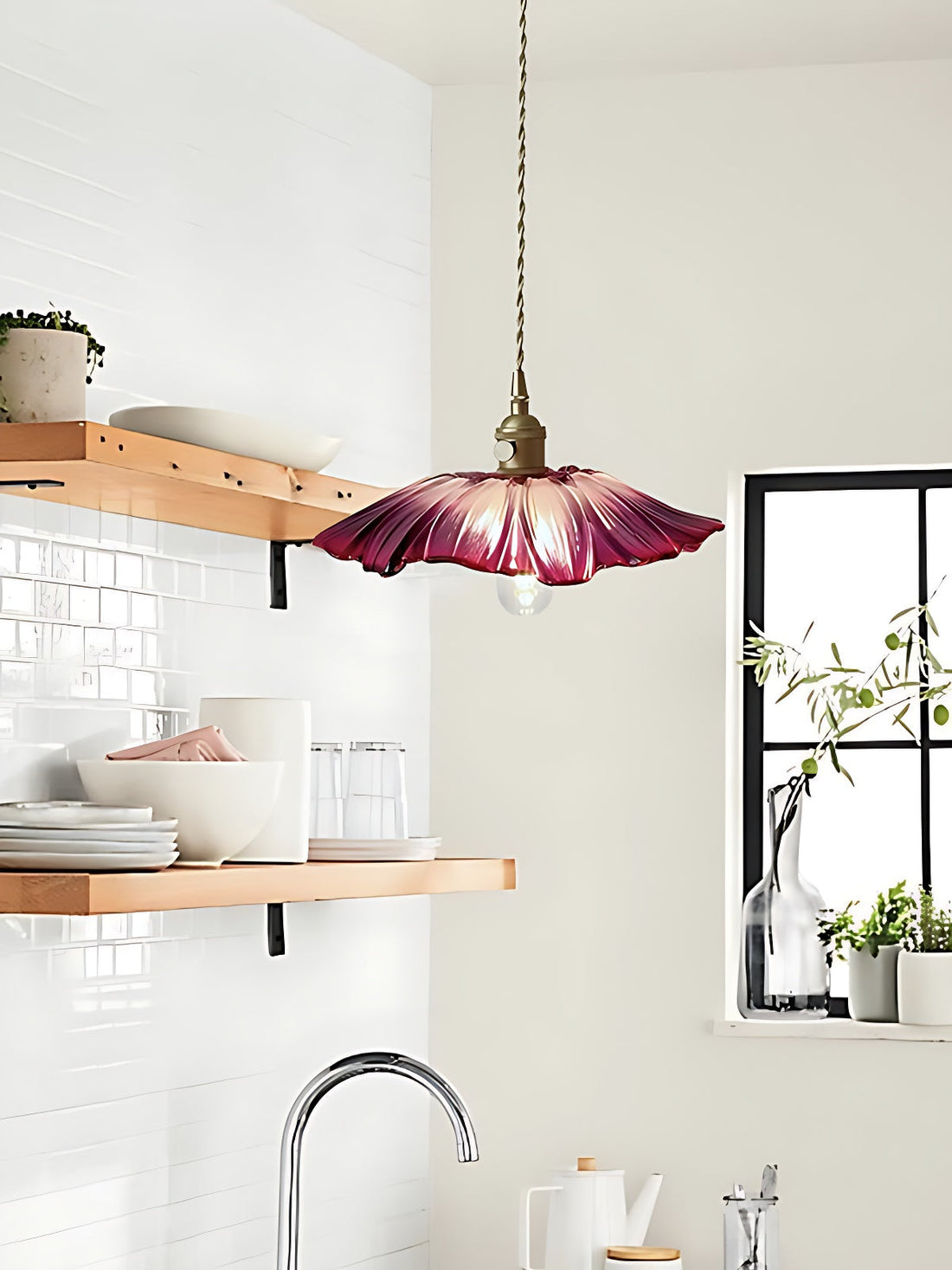 Nordic Flower Glass Pendant Light for Living Room
