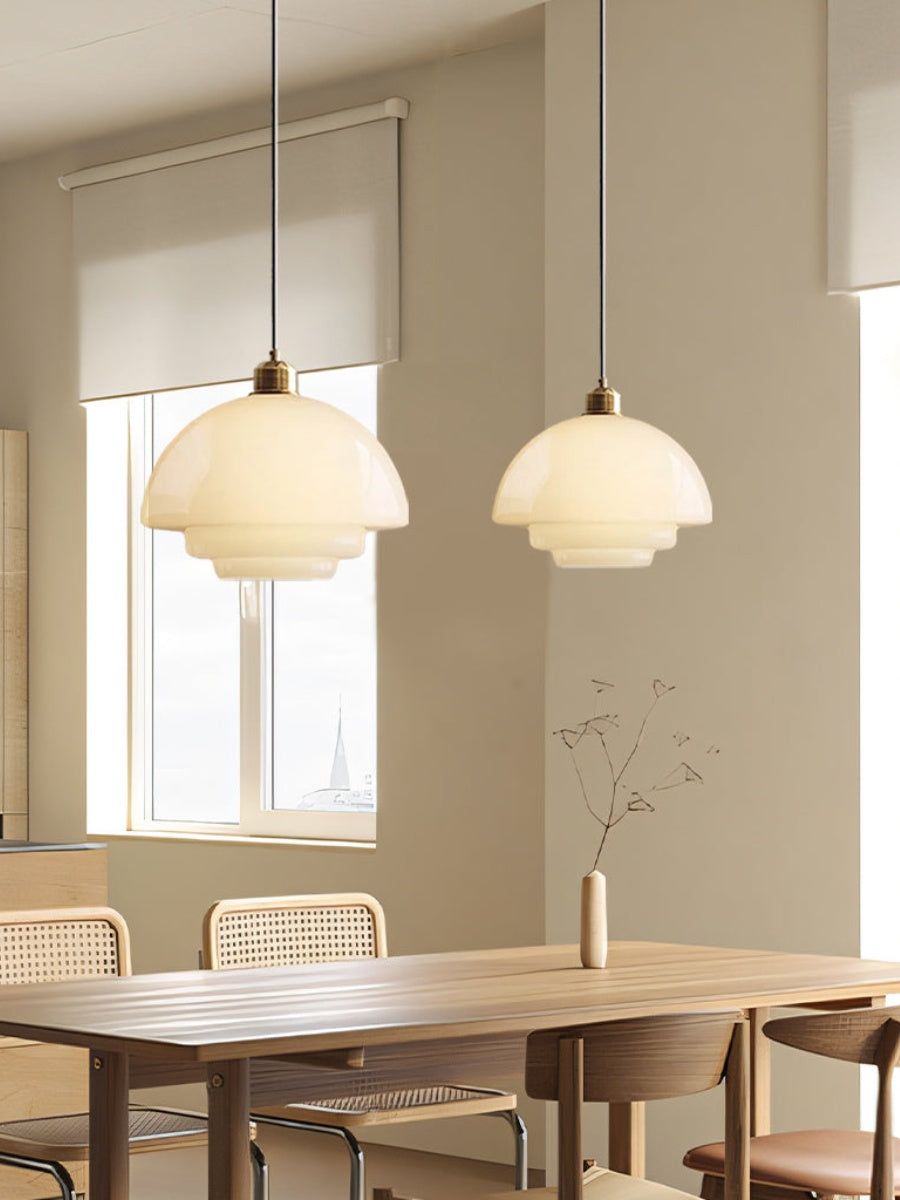 Modern Cream Art Deco Milk Glass Pendant Light