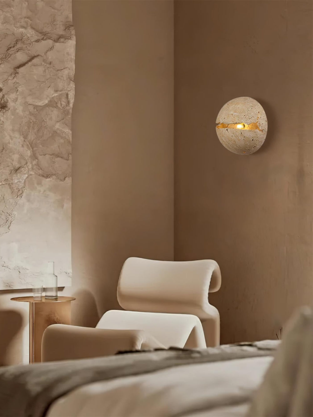 Hemispherical Split Travertine Wall Light