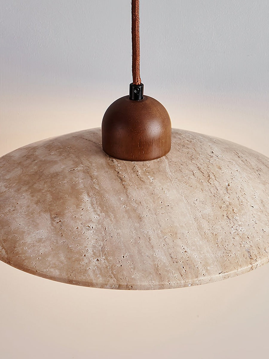 Nordic Wooden Plate Glass Travertine Pendant Light