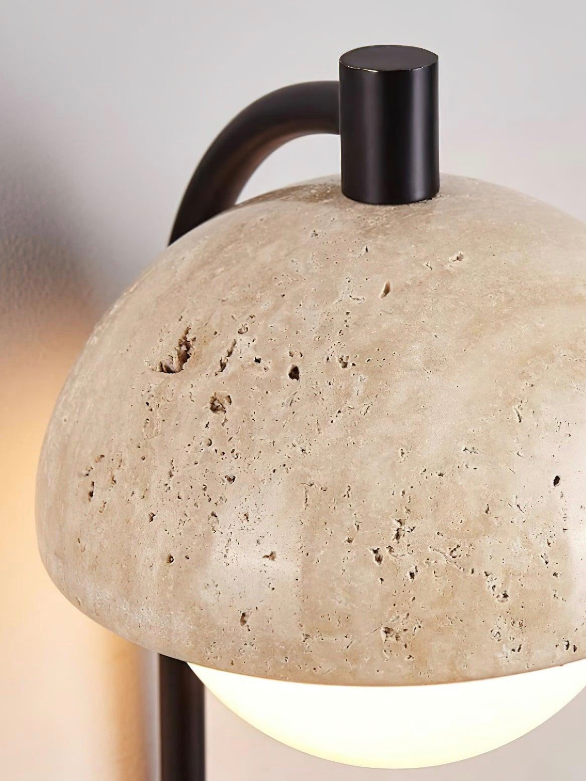 Wabi-Sabi Style Travertine Half-Sphere Design Wall Lamp for Living Rooms and Bedrooms