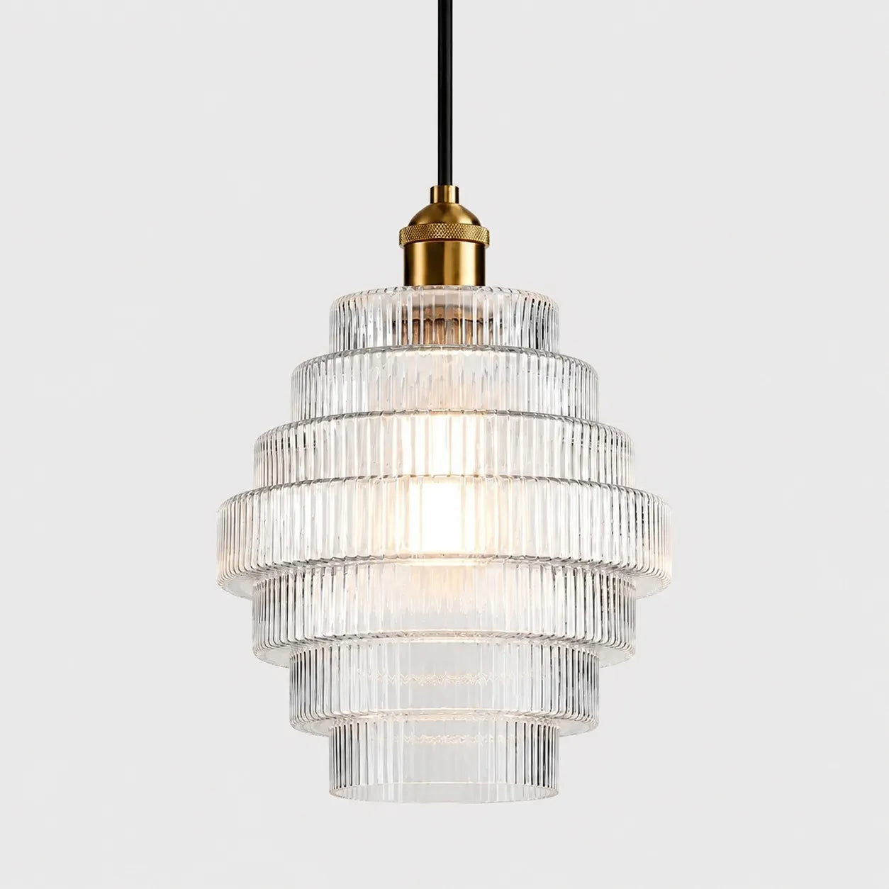 Bottis  Striped Glass Bottle Pendant Lamp with Artistic Vertical Shade