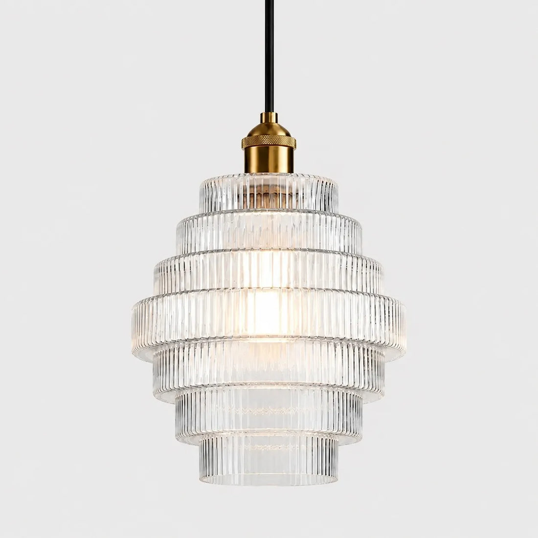 Bottis  Striped Glass Bottle Pendant Lamp with Artistic Vertical Shade