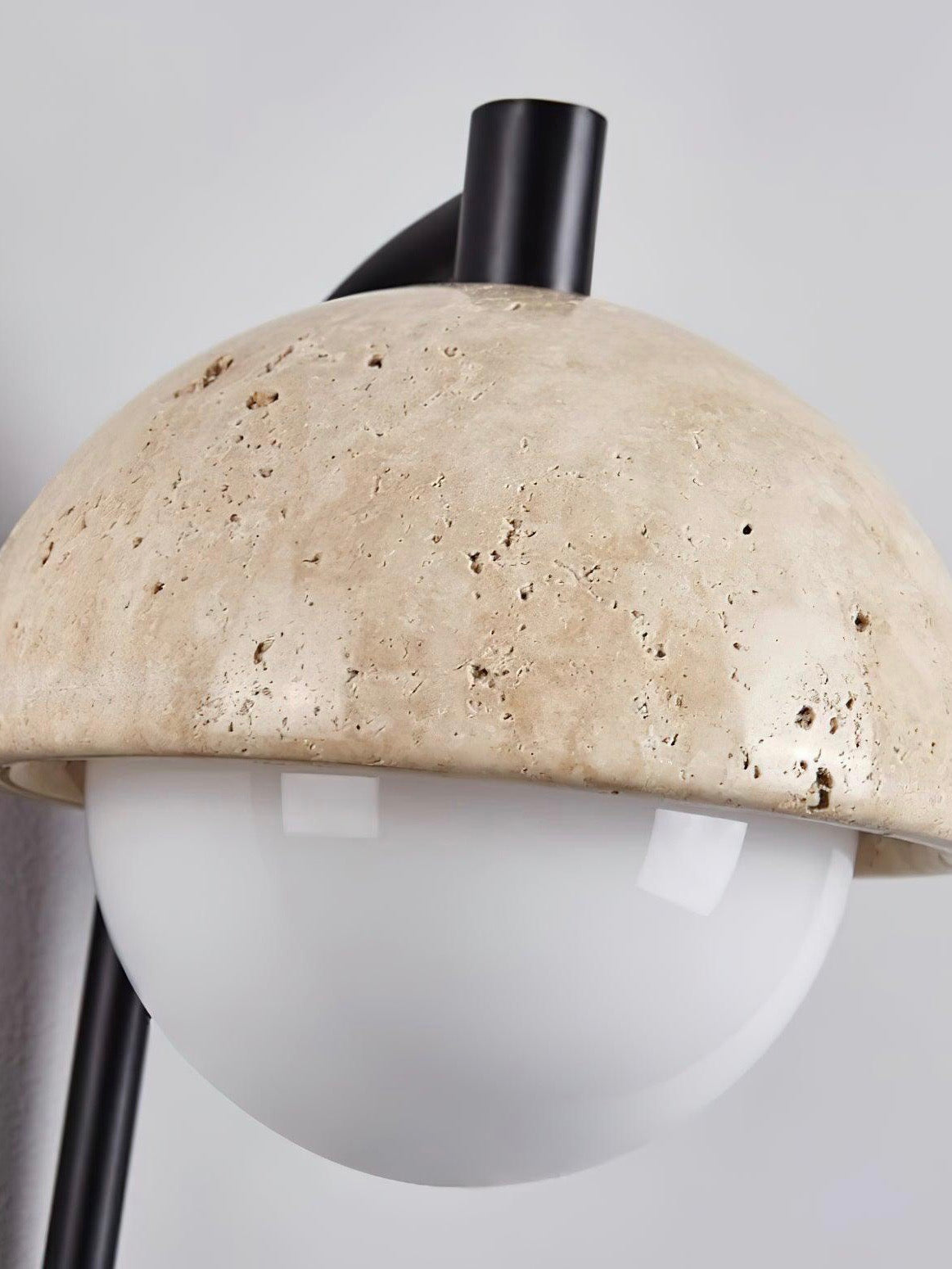 Wabi-Sabi Style Travertine Half-Sphere Design Wall Lamp for Living Rooms and Bedrooms