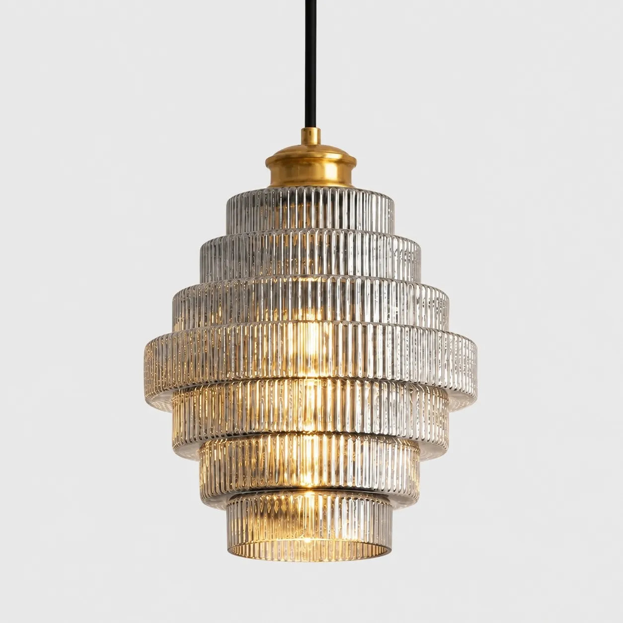 Bottis  Striped Glass Bottle Pendant Lamp with Artistic Vertical Shade