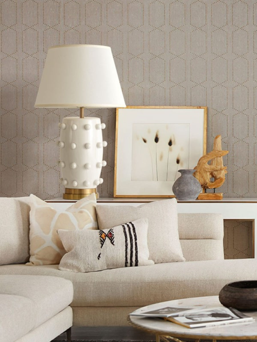 Retro Tapered Shade Ceramic Dot Table Lamp