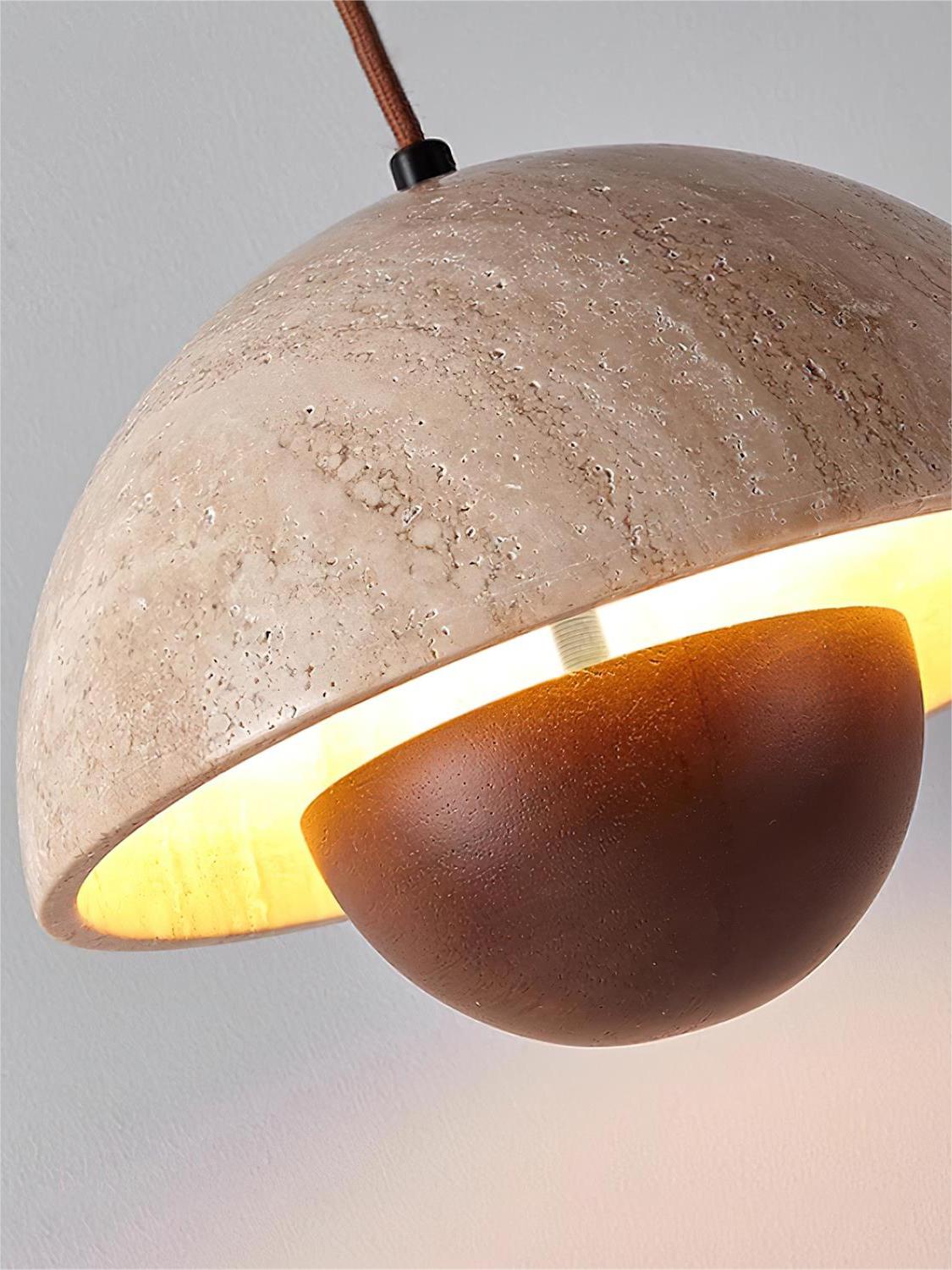 Wabi-Sabi Travertine Flower Bud Pendant Lamp