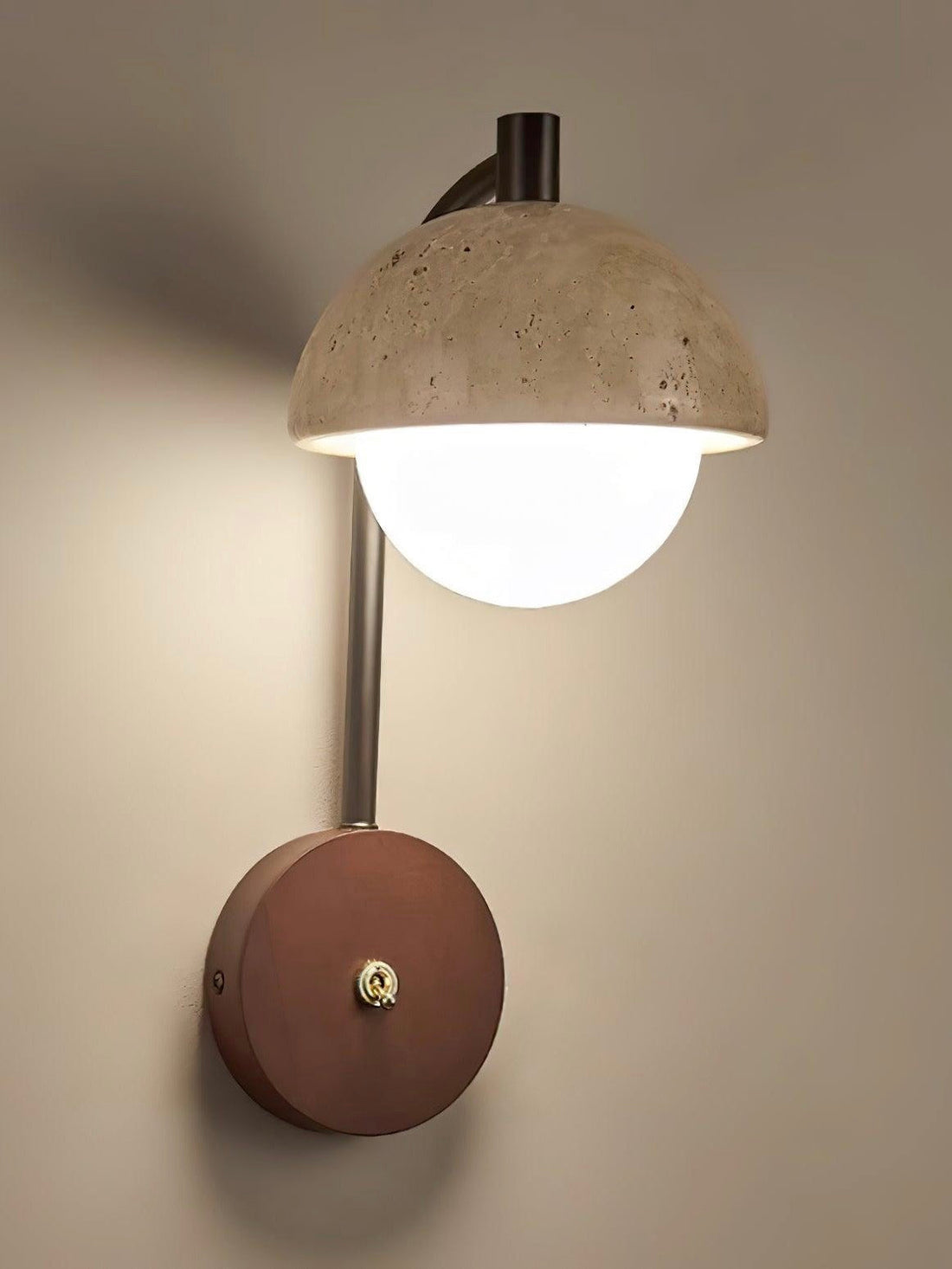 Wabi-Sabi Style Travertine Half-Sphere Design Wall Lamp for Living Rooms and Bedrooms