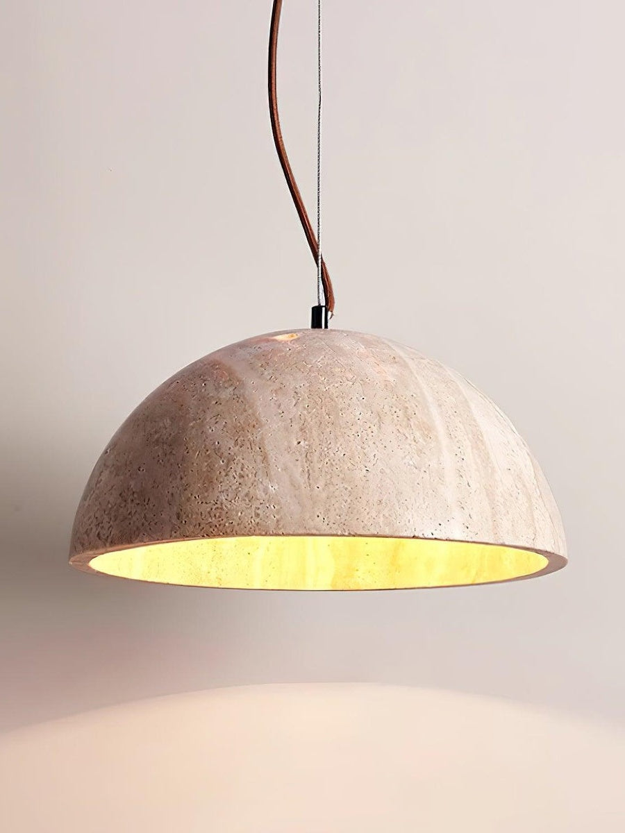 Modern Minimalist Travertine Hemisphere Pendant Lamp