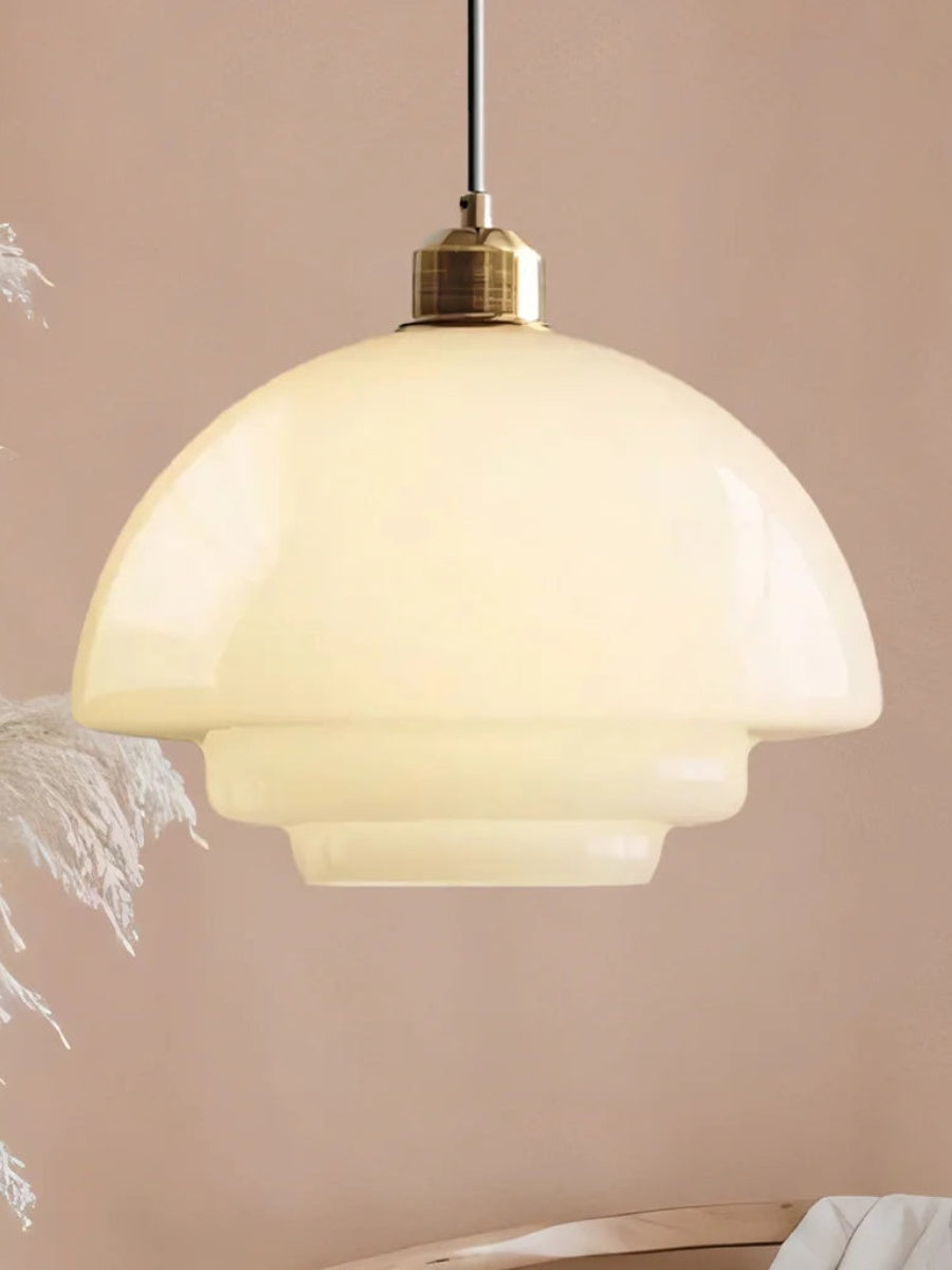 Modern Cream Art Deco Milk Glass Pendant Light
