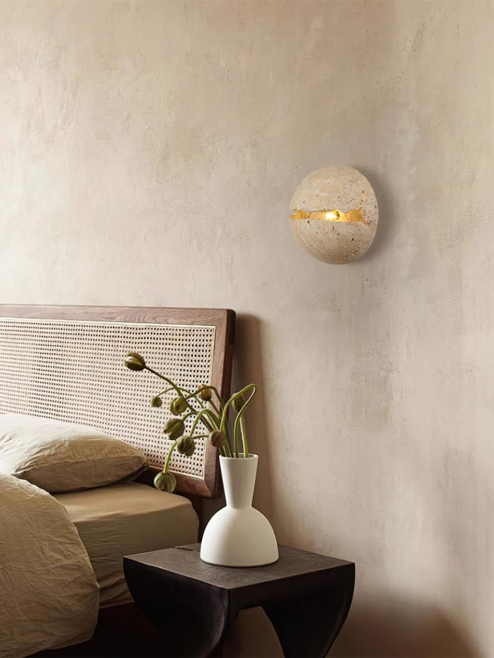 Hemispherical Split Travertine Wall Light