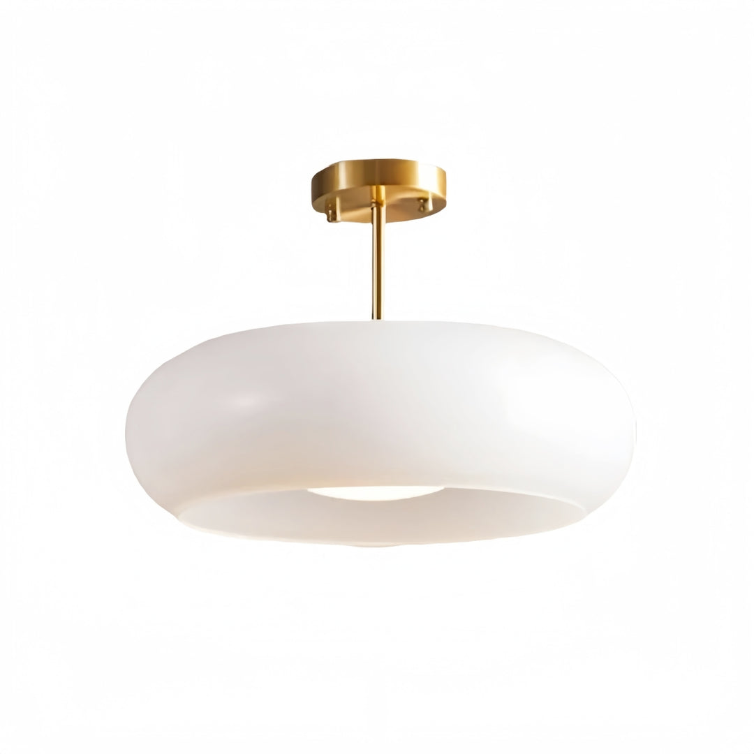 Retro Brass Bauhaus Glass Disc Ceiling Lamp
