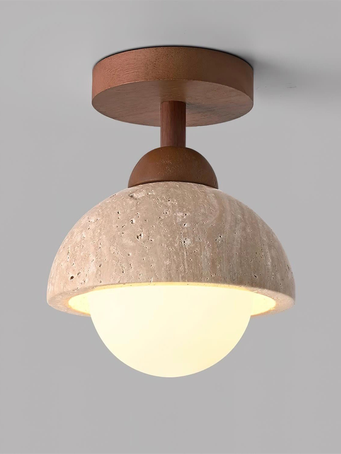 Wabi-Sabi Travertine Dome Ceiling Light