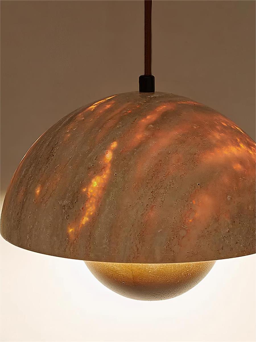 Wabi-Sabi Travertine Flower Bud Pendant Lamp