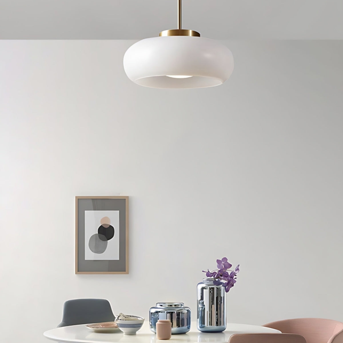 Nordic Style Bauhaus Glass Ceiling Lamp - Retro Brass Glass Disc Light