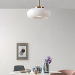 Load image into Gallery viewer, Retro Brass Bauhaus Glass Disc Ceiling Lamp
