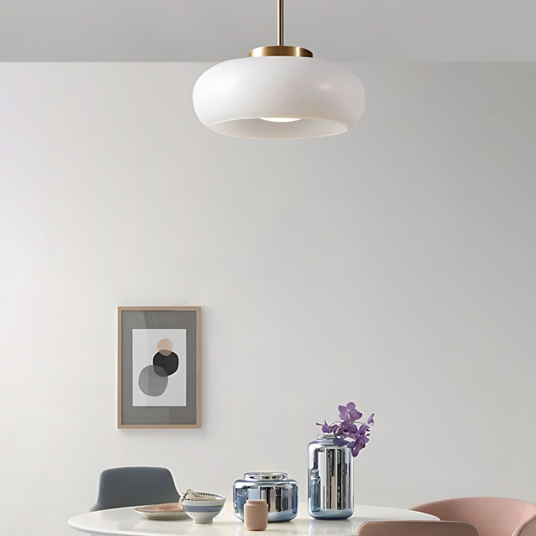 Retro Brass Bauhaus Glass Disc Ceiling Lamp