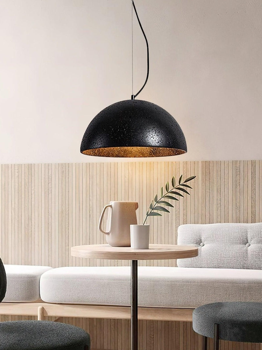 Modern Minimalist Travertine Hemisphere Pendant Lamp