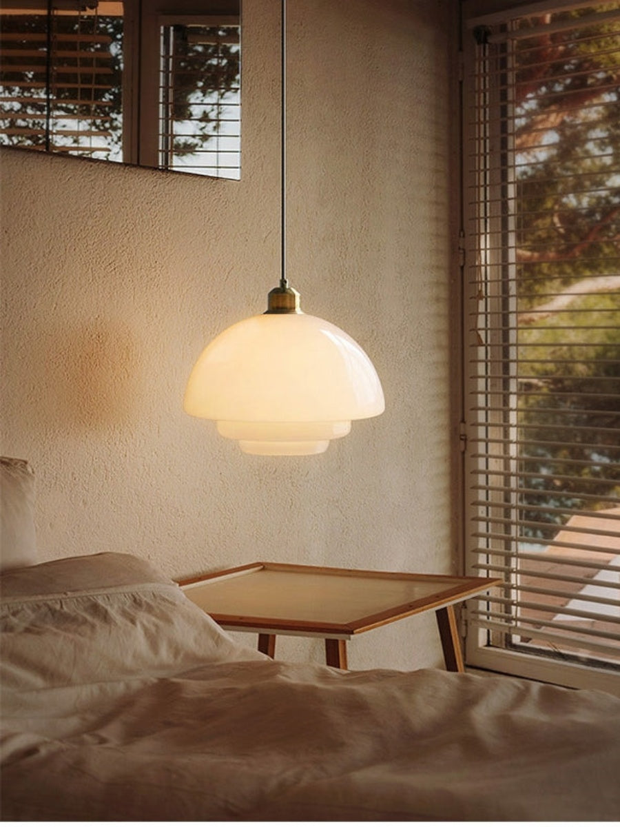 Modern Cream Art Deco Milk Glass Pendant Light