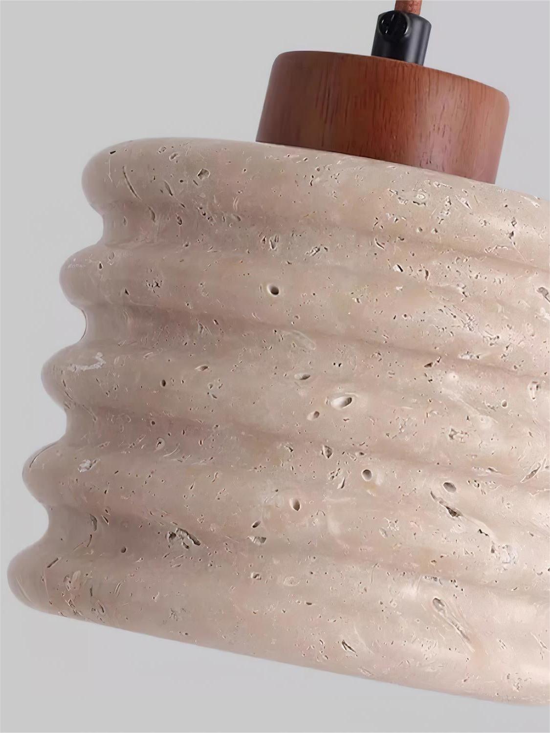 Wabi-Sabi Ripple Travertine Pendant Lamp for Bedroom Cafeteria