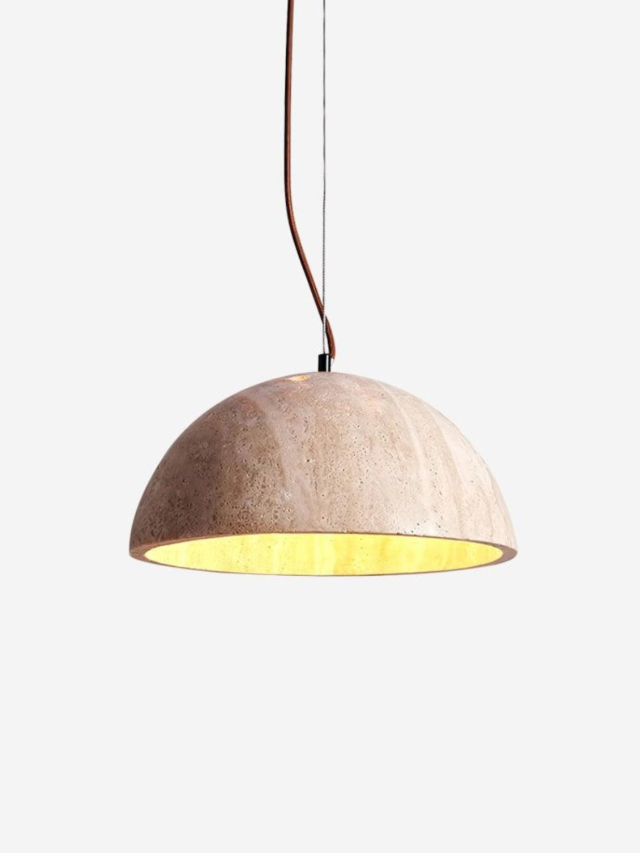 Modern Minimalist Travertine Hemisphere Pendant Lamp