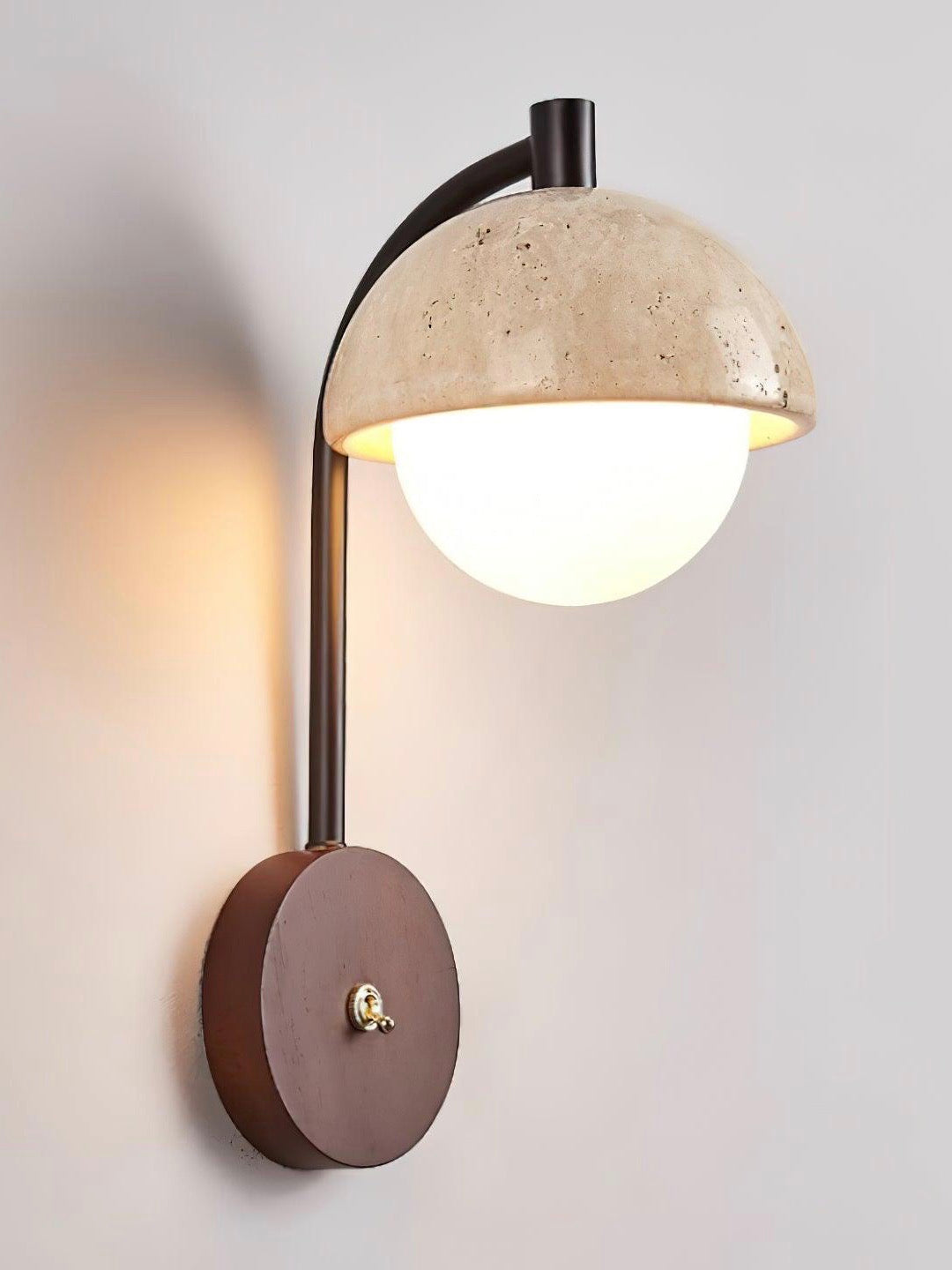 Wabi-Sabi Style Travertine Half-Sphere Design Wall Lamp for Living Rooms and Bedrooms