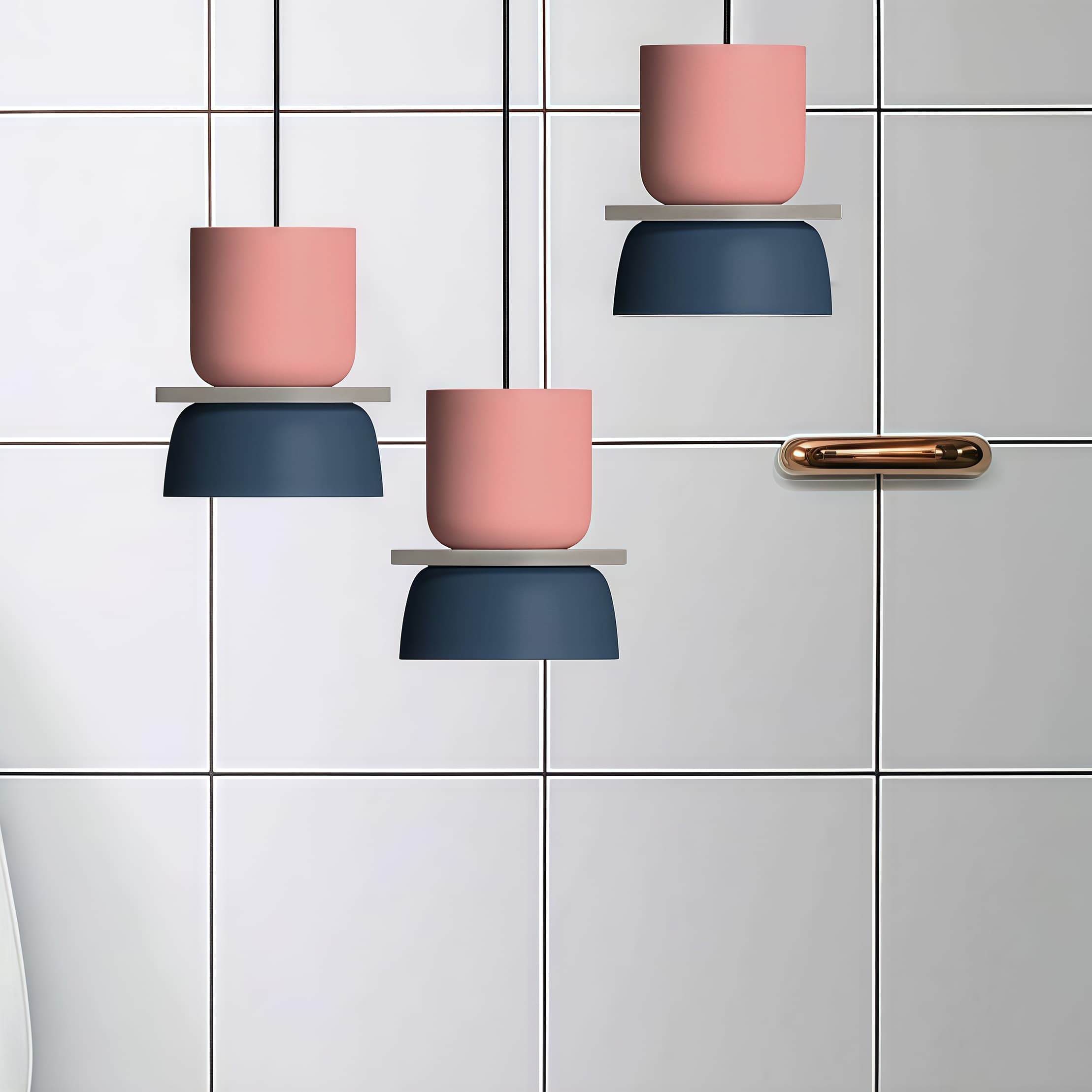 Nordic Style Macaron Pendant Light - Modern Color Block Bowl Shade Lamp