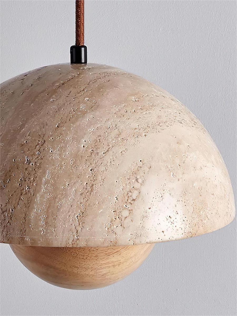 Wabi-Sabi Travertine Flower Bud Pendant Lamp