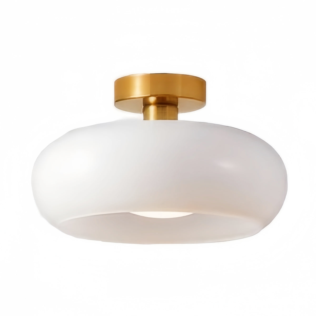Nordic Style Bauhaus Glass Ceiling Lamp - Retro Brass Glass Disc Light