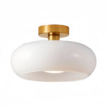 Load image into Gallery viewer, Retro Brass Bauhaus Glass Disc Ceiling Lamp
