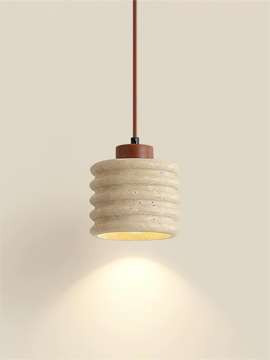 Wabi-Sabi Ripple Travertine Pendant Lamp for Bedroom Cafeteria