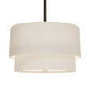 Double Fabric Drum Linen Pendant Lamp – Rustic Light for Dining Room