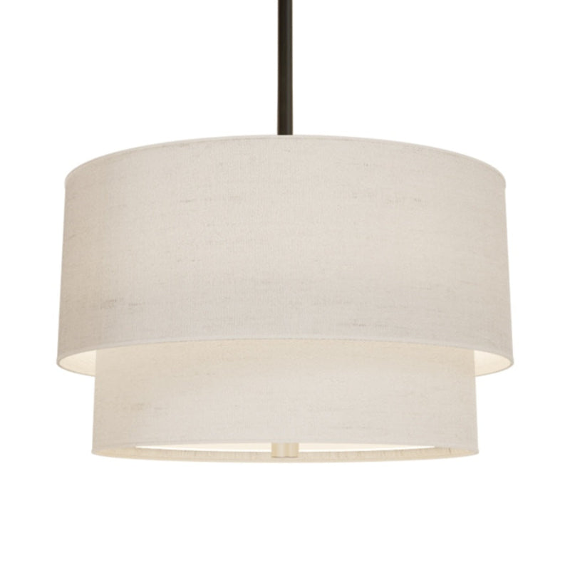 Double Fabric Drum Linen Pendant Lamp – Rustic Light for Dining Room