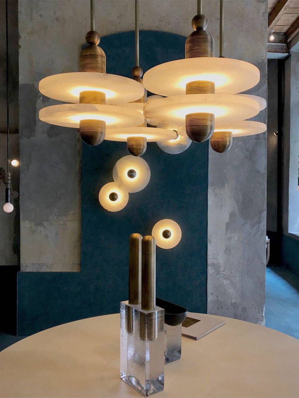 Disc Flying Saucer Marble Pendant Light