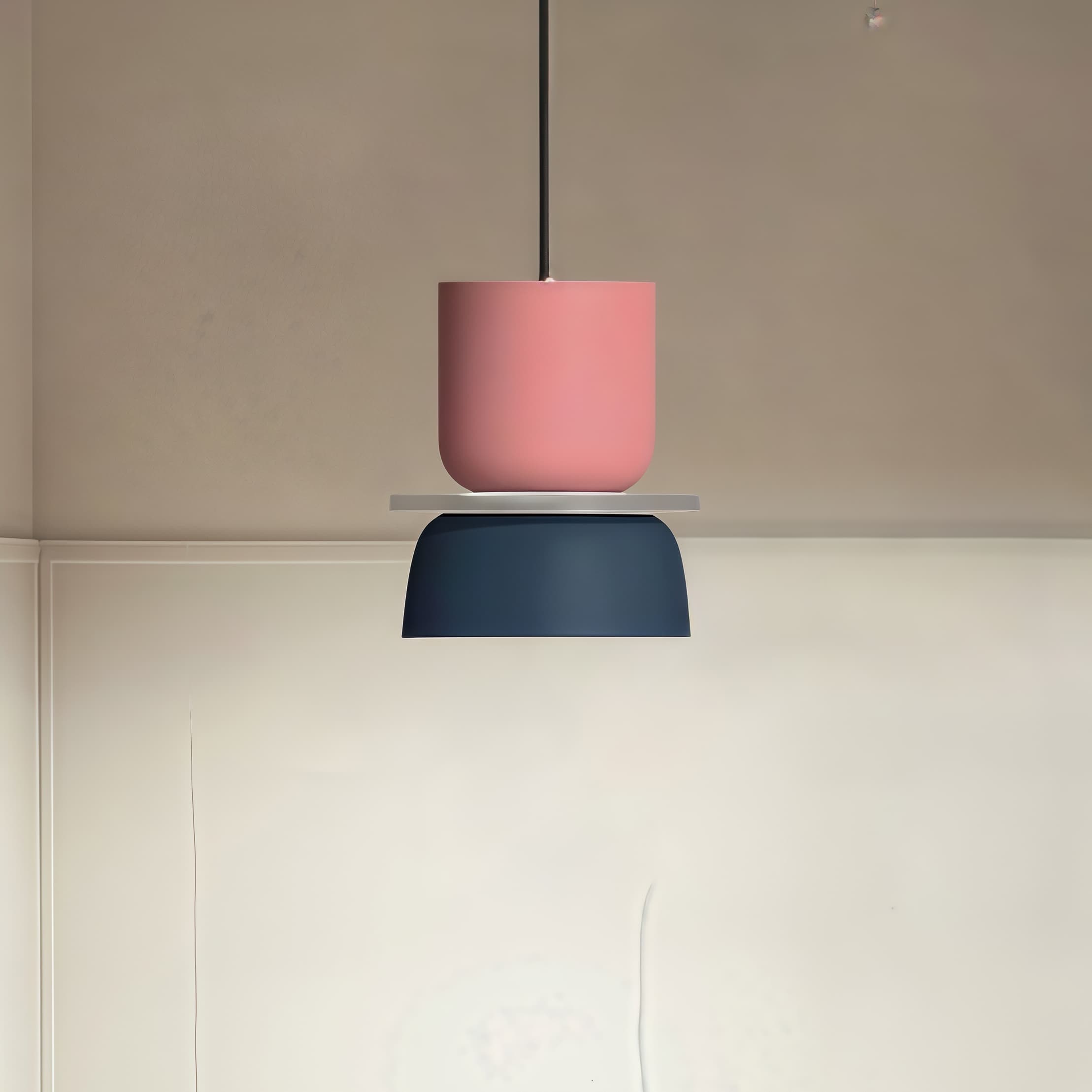 Nordic Style Macaron Pendant Light - Modern Color Block Bowl Shade Lamp