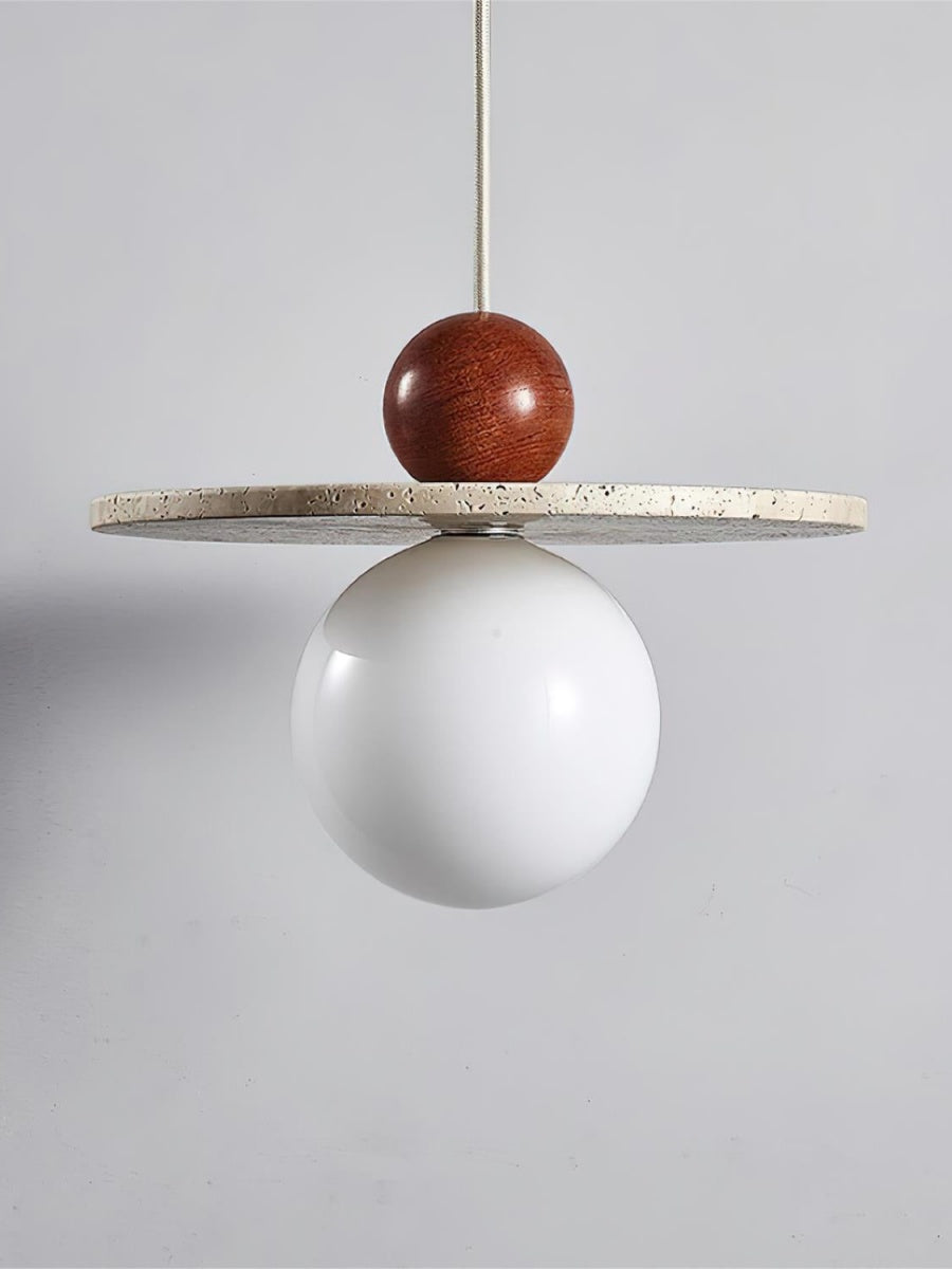 Cream Style Flying Disc Travertine Pendant Lamp
