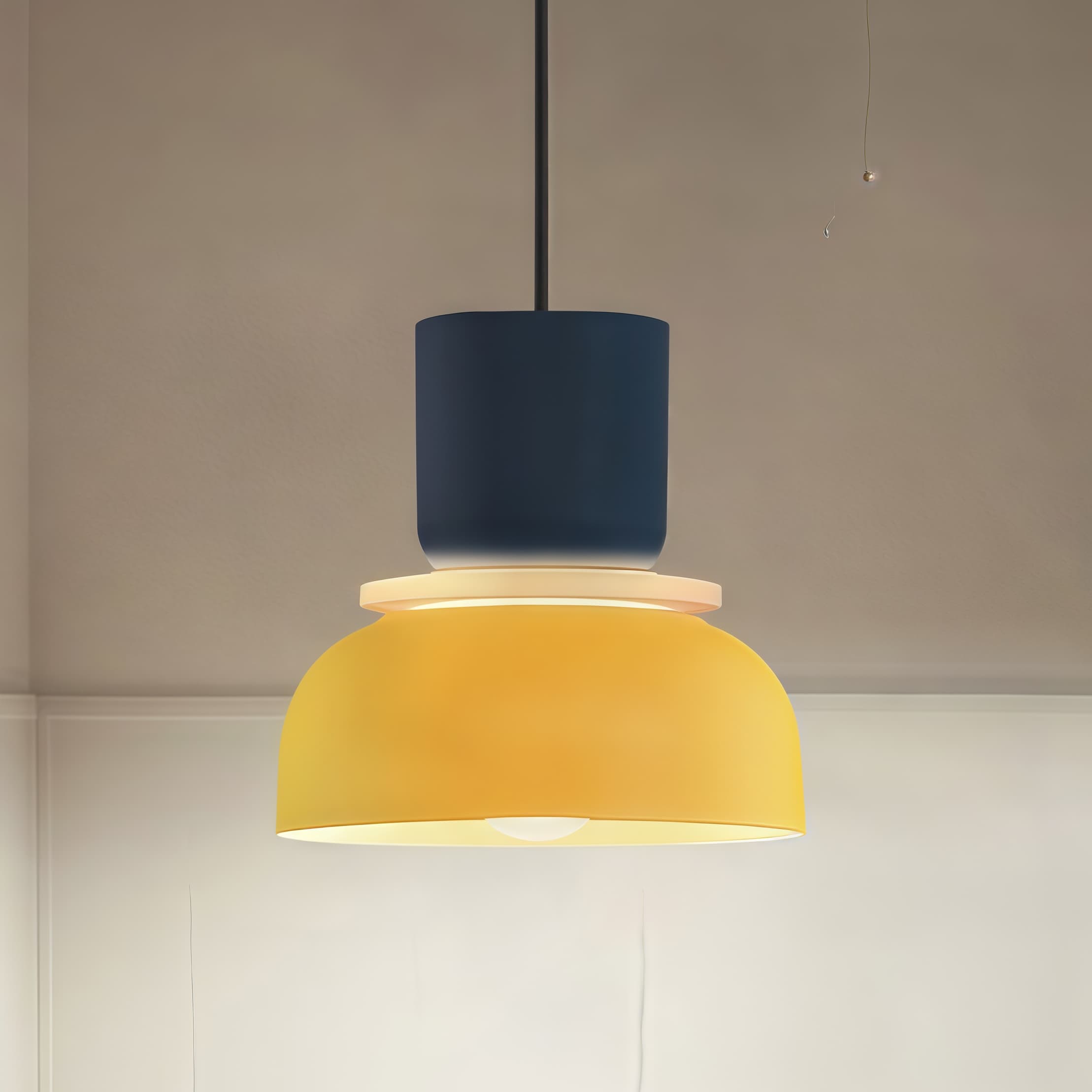 Nordic Style Macaron Pendant Light - Modern Color Block Bowl Shade Lamp