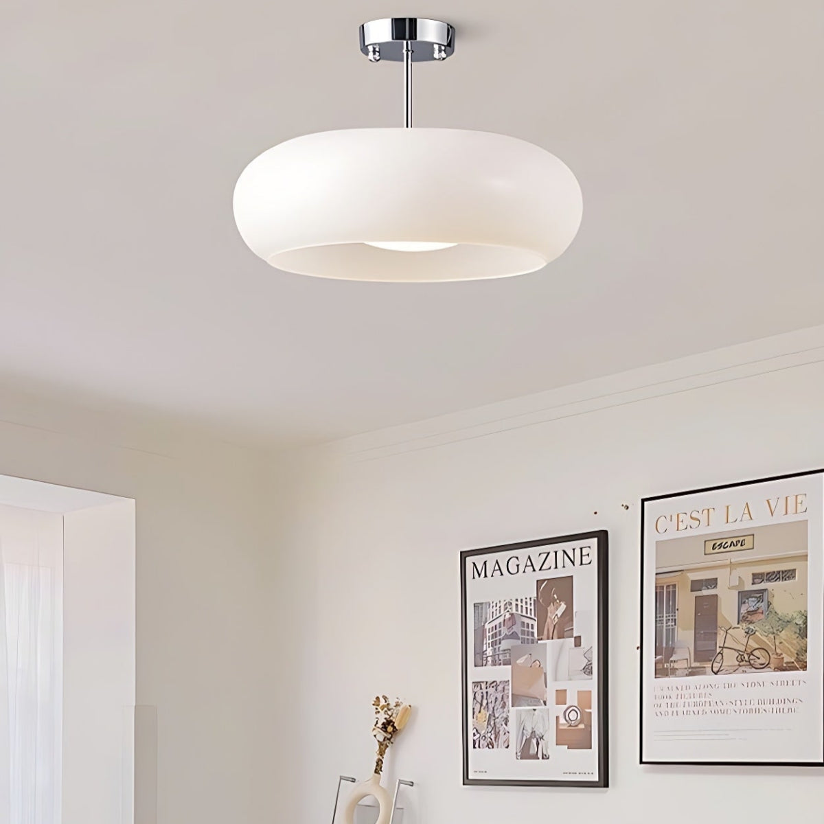 Nordic Style Bauhaus Glass Ceiling Lamp - Retro Brass Glass Disc Light