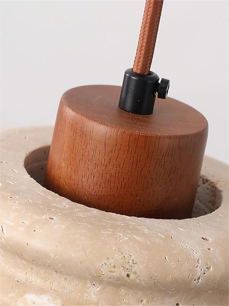 Wabi-Sabi Ripple Travertine Pendant Lamp for Bedroom Cafeteria