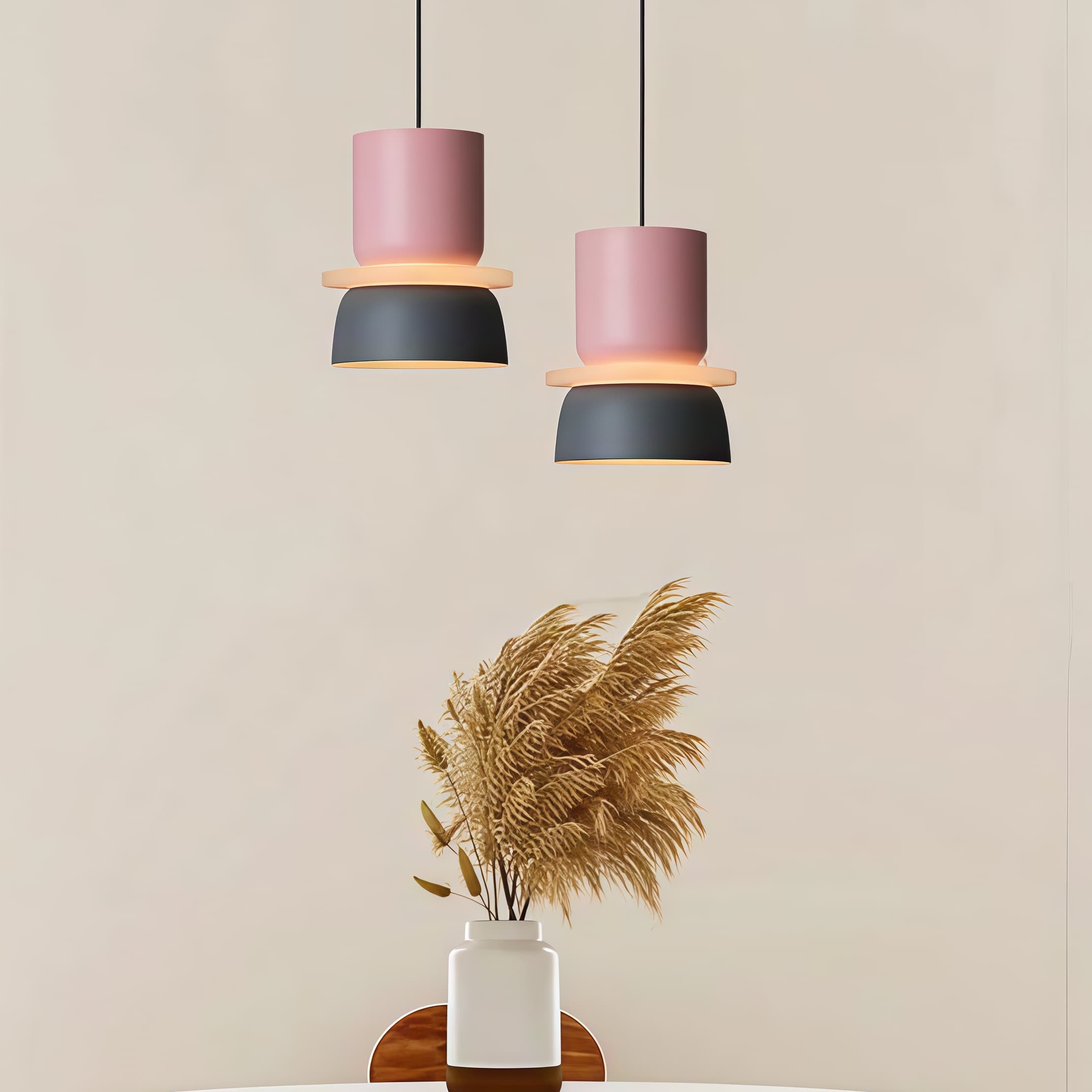 Nordic Style Macaron Pendant Light - Modern Color Block Bowl Shade Lamp