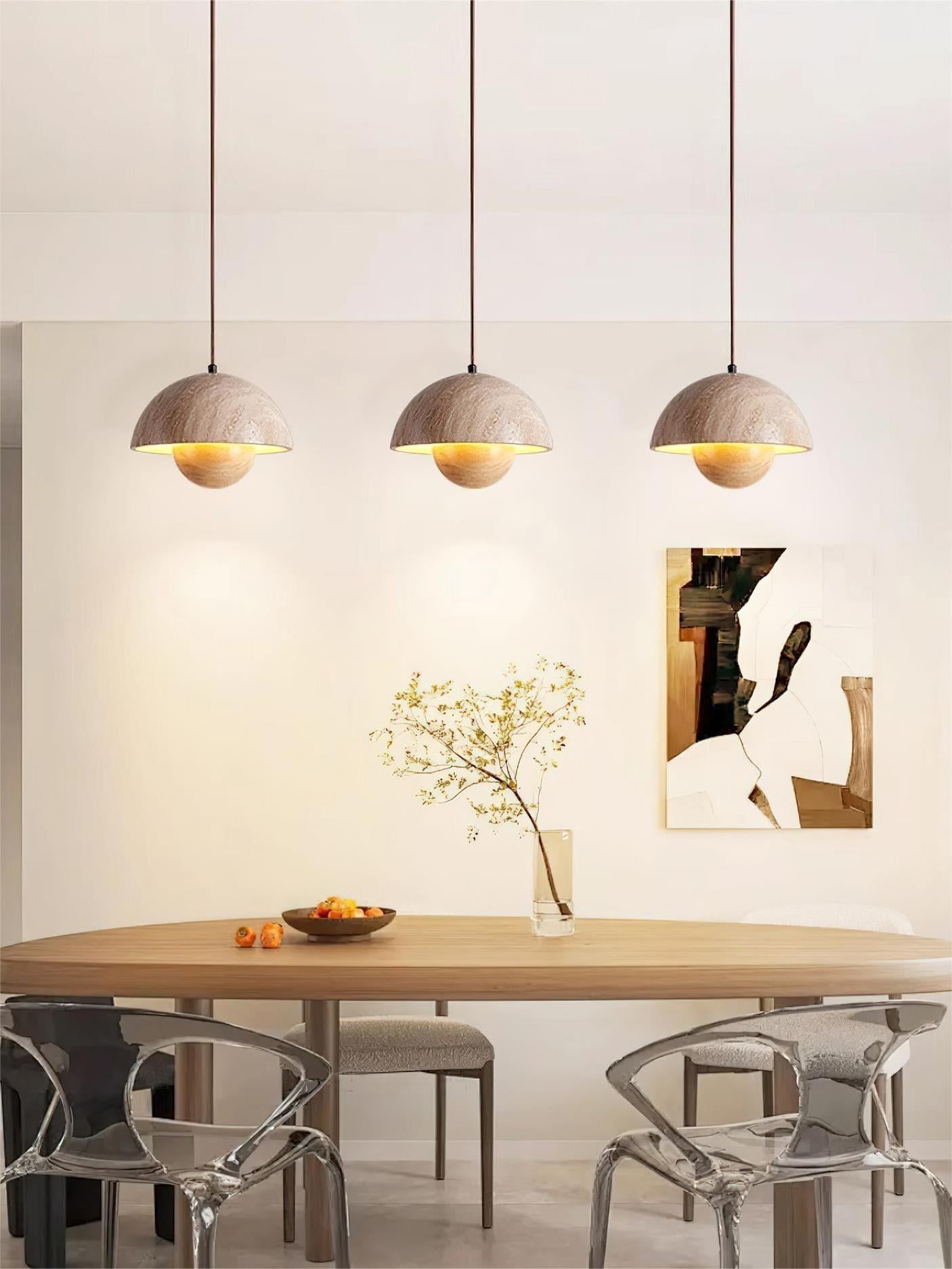 Wabi-Sabi Travertine Flower Bud Pendant Lamp