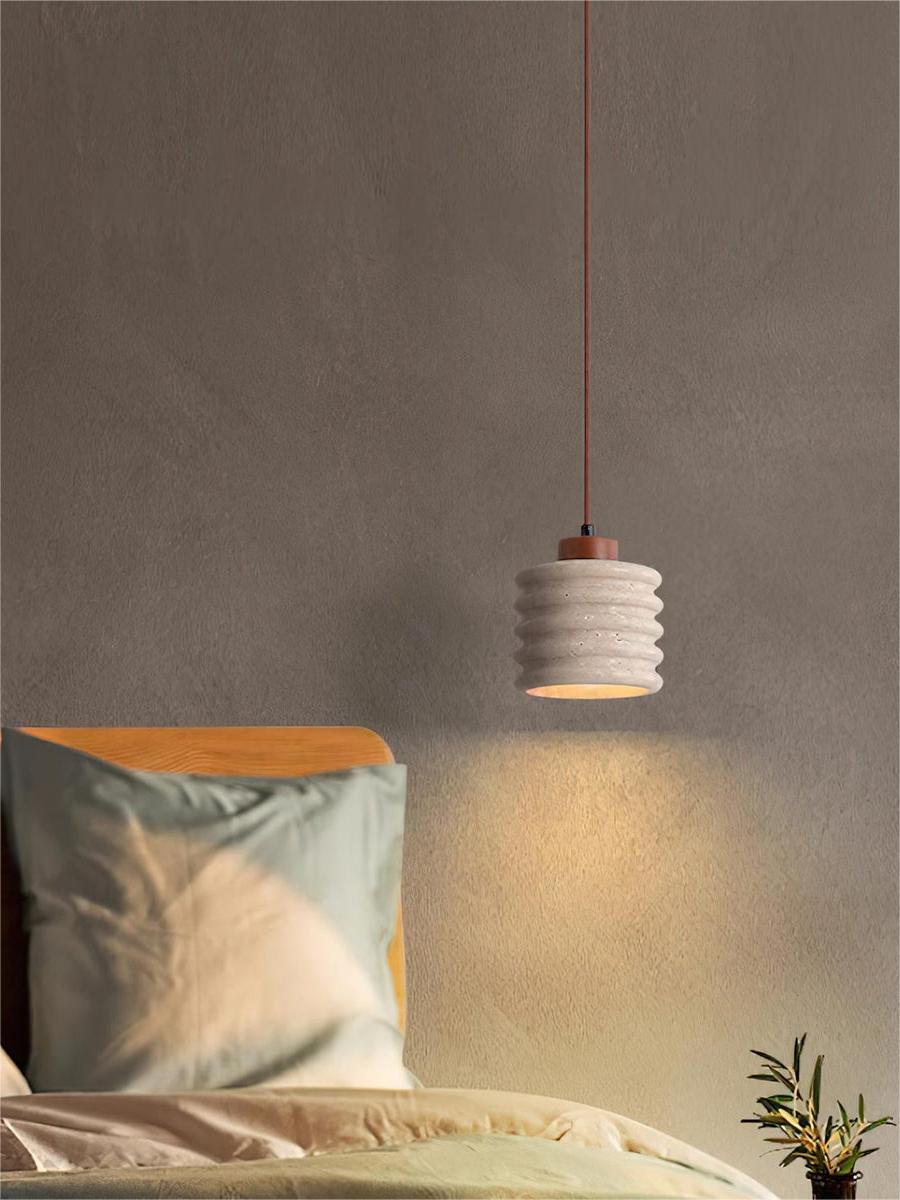 Wabi-Sabi Ripple Travertine Pendant Lamp for Bedroom Cafeteria