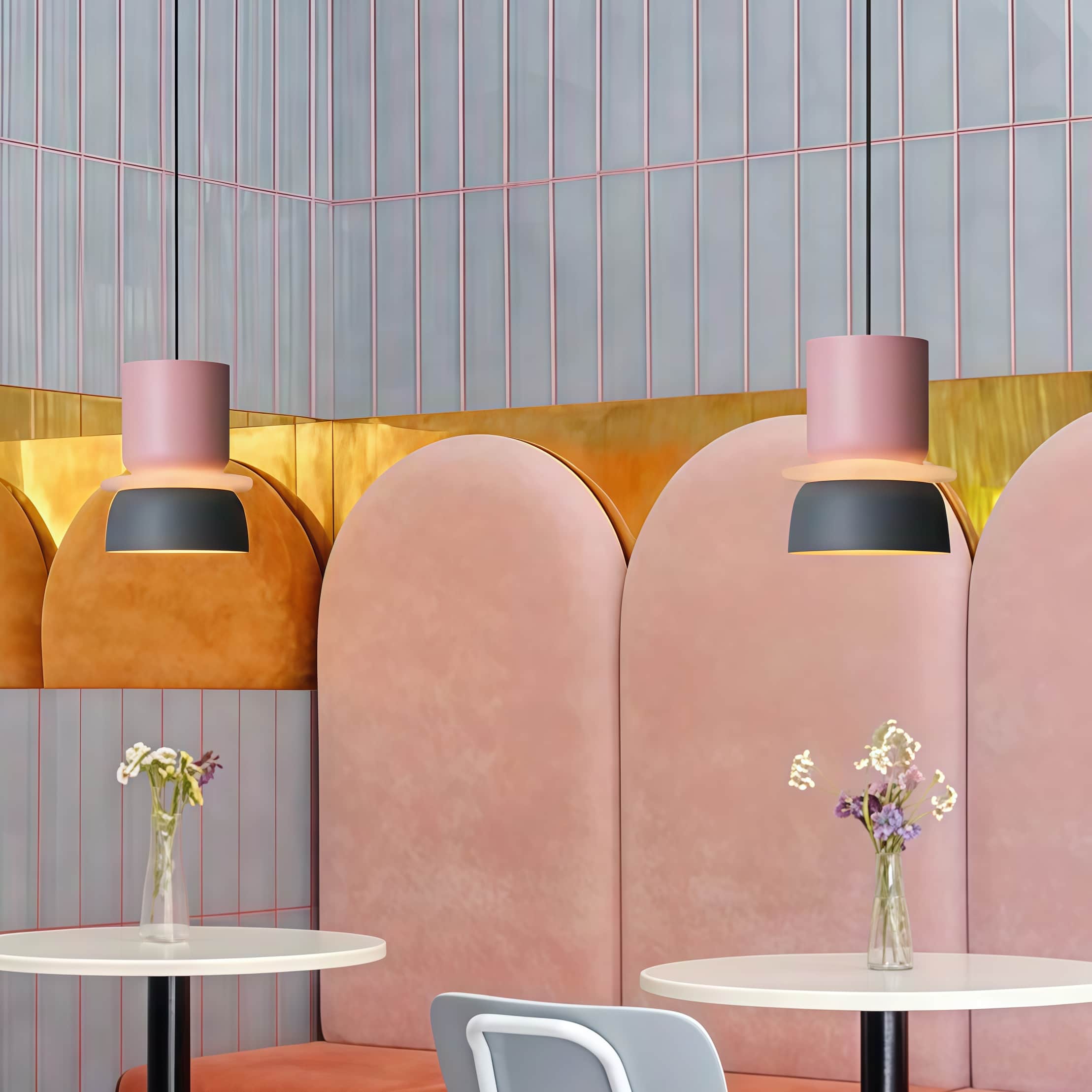 Nordic Style Macaron Pendant Light - Modern Color Block Bowl Shade Lamp