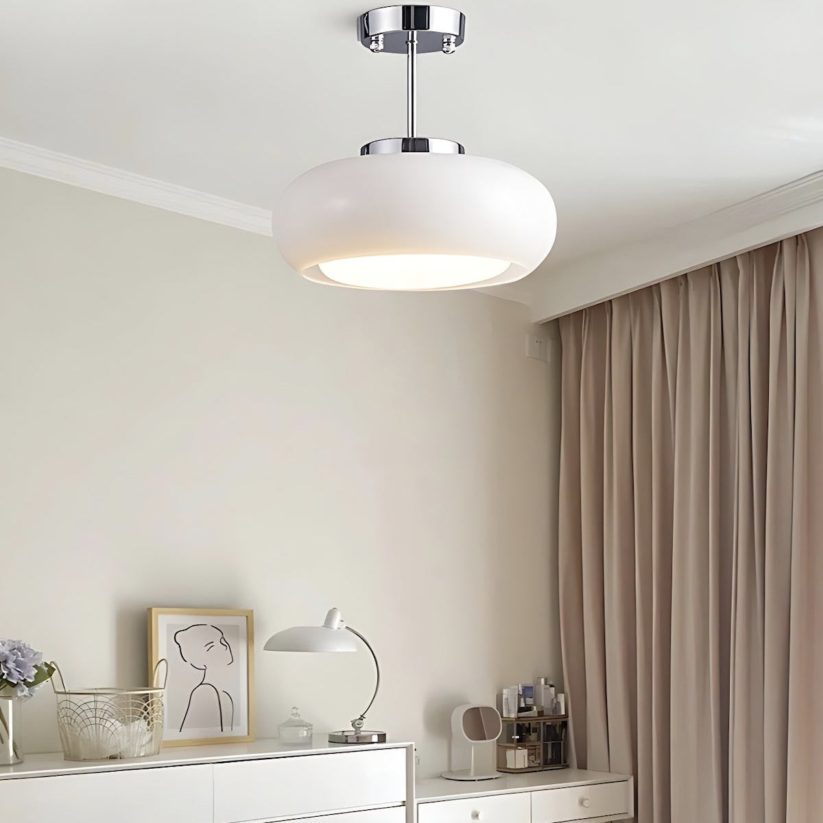 Nordic Style Bauhaus Glass Ceiling Lamp - Retro Brass Glass Disc Light