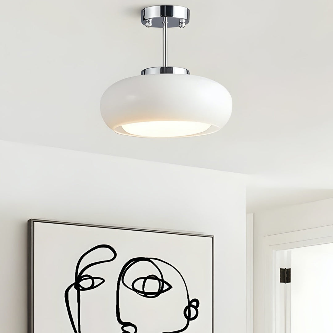Retro Brass Bauhaus Glass Disc Ceiling Lamp
