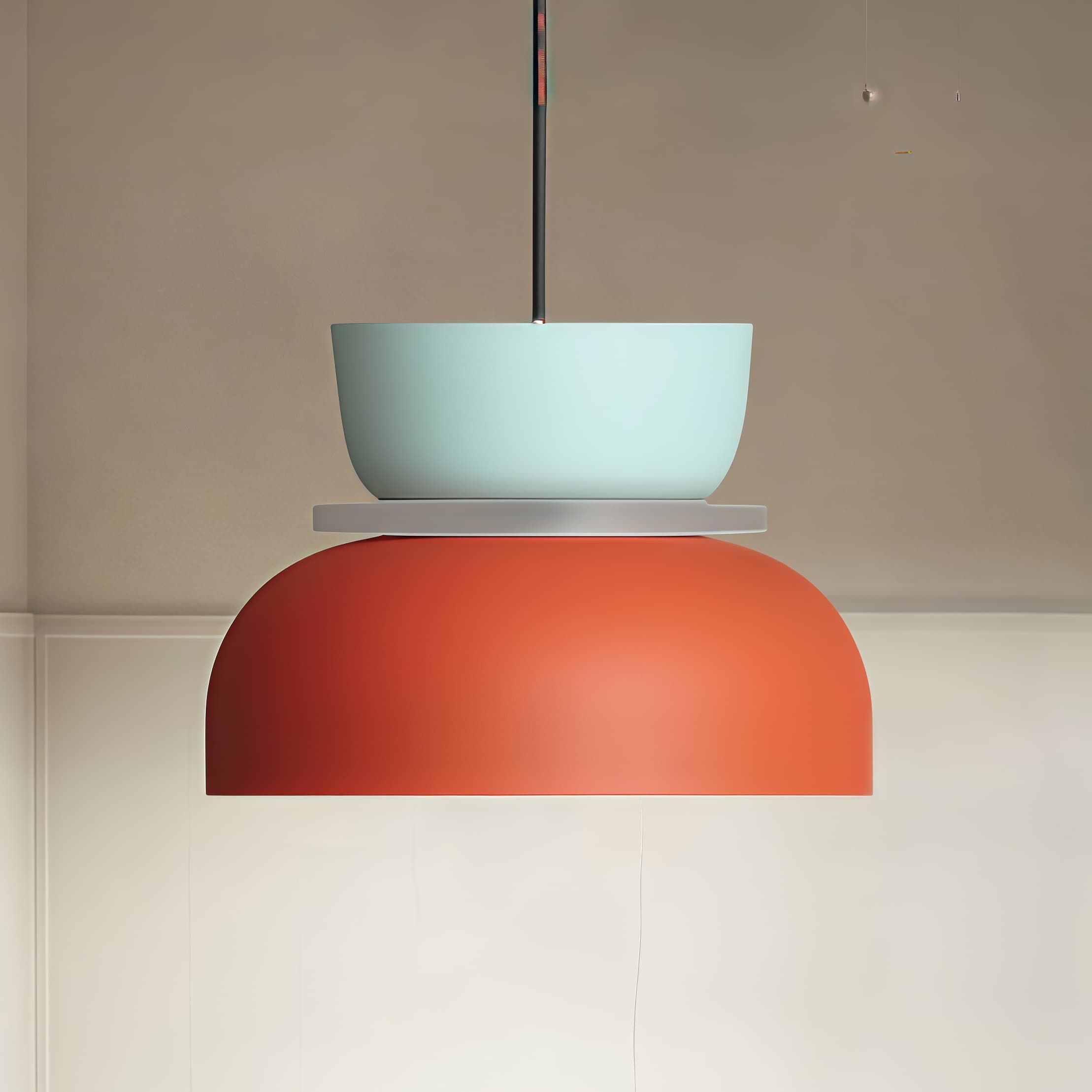 Nordic Style Macaron Pendant Light - Modern Color Block Bowl Shade Lamp