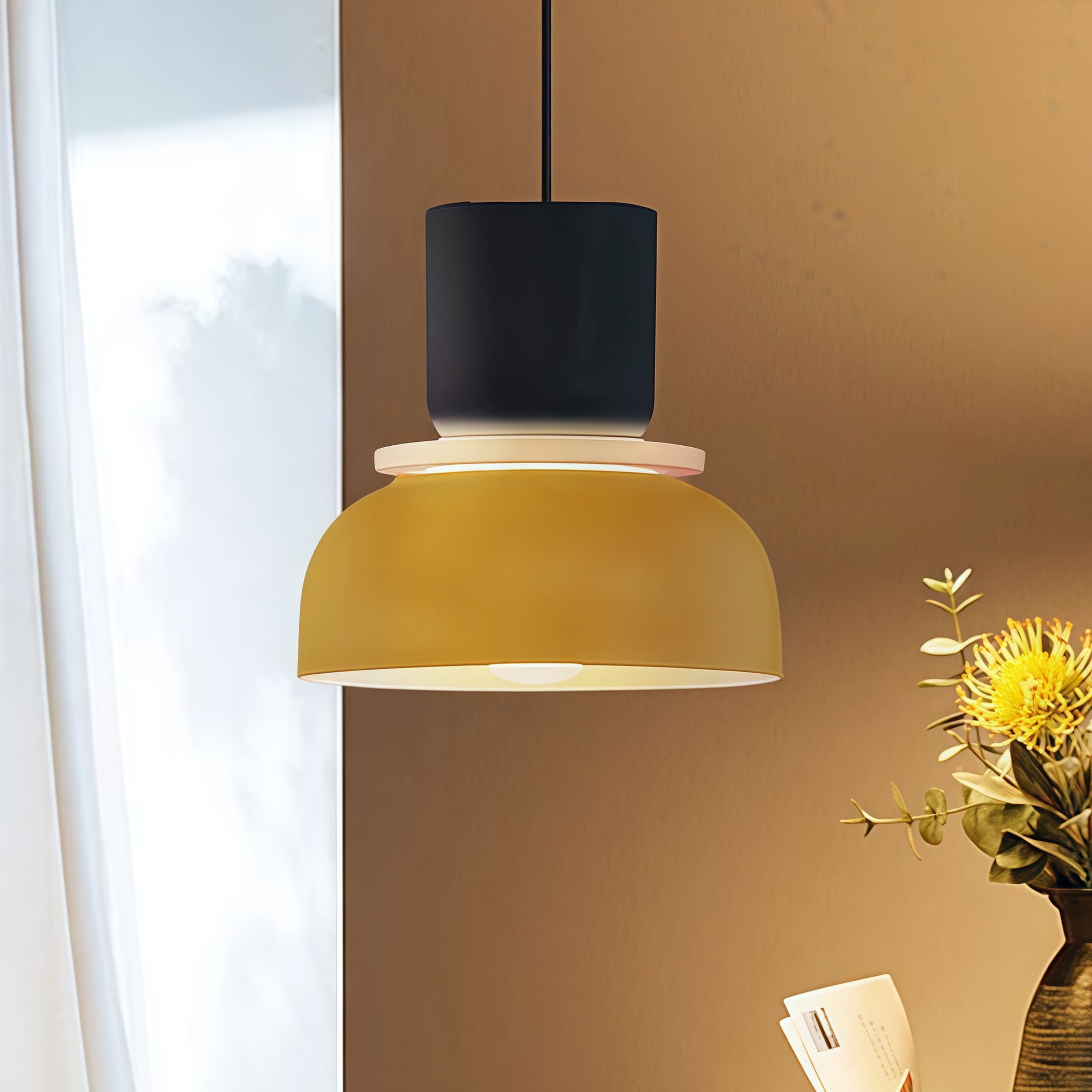 Nordic Style Macaron Pendant Light - Modern Color Block Bowl Shade Lamp