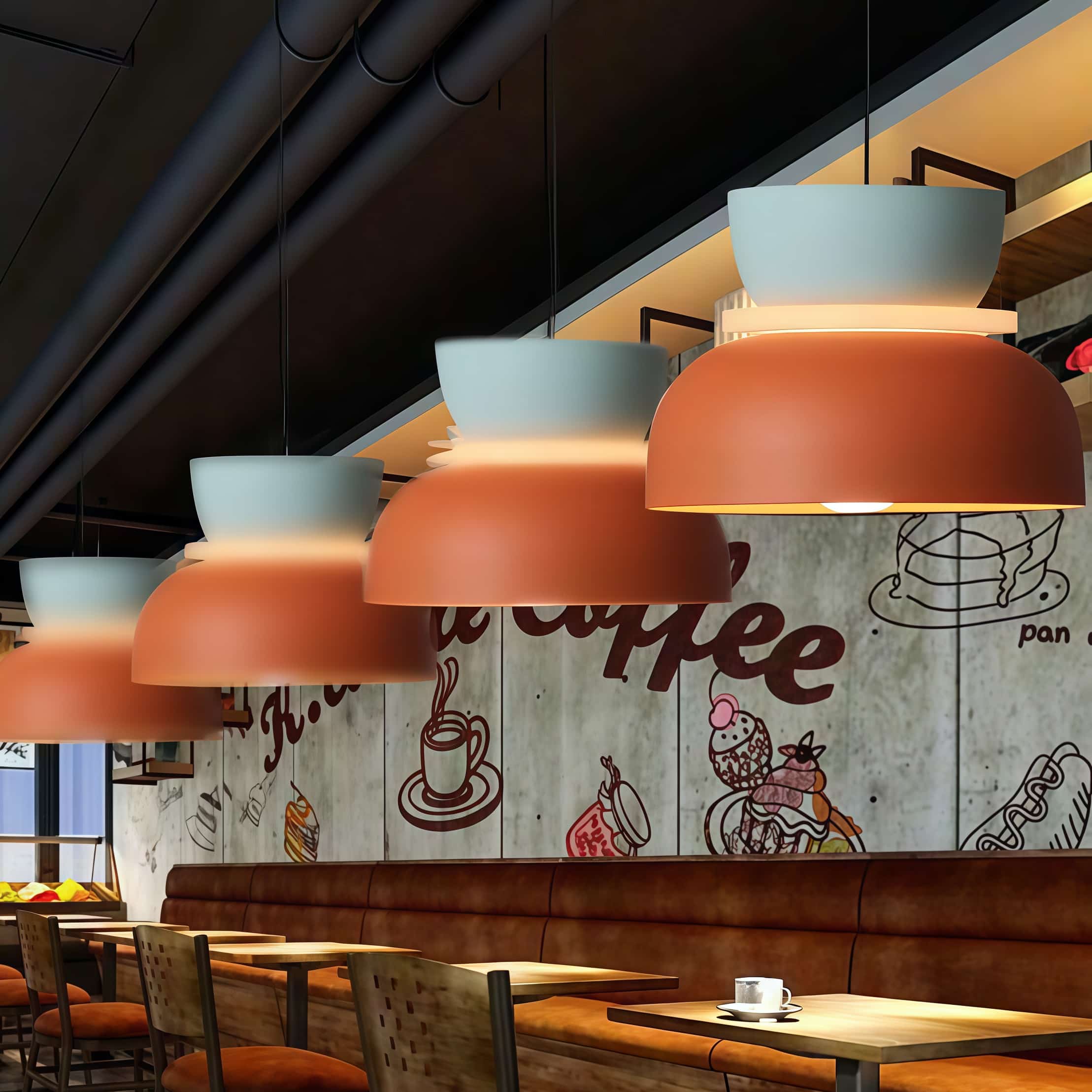 Nordic Style Macaron Pendant Light - Modern Color Block Bowl Shade Lamp