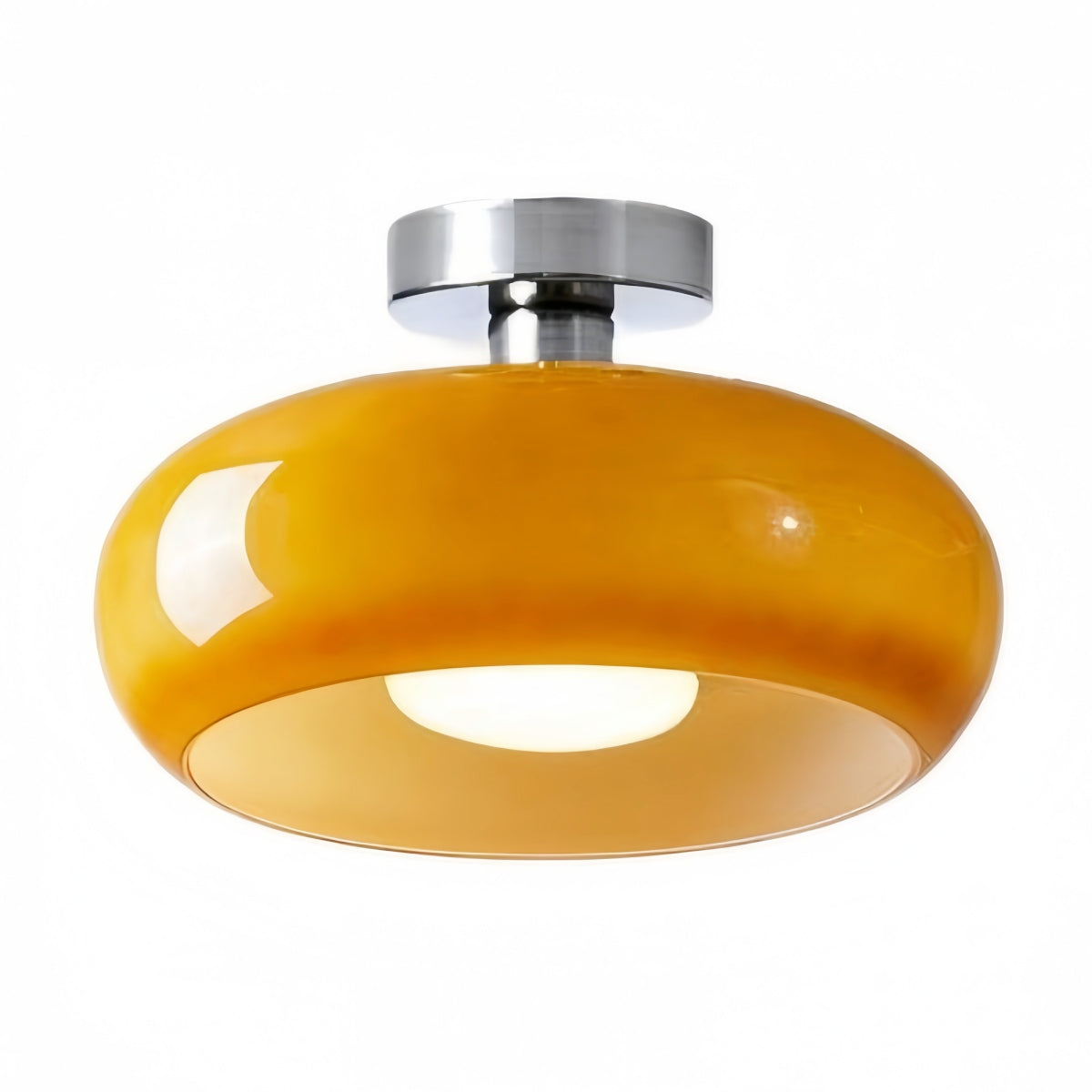 Nordic Style Bauhaus Glass Ceiling Lamp - Retro Brass Glass Disc Light