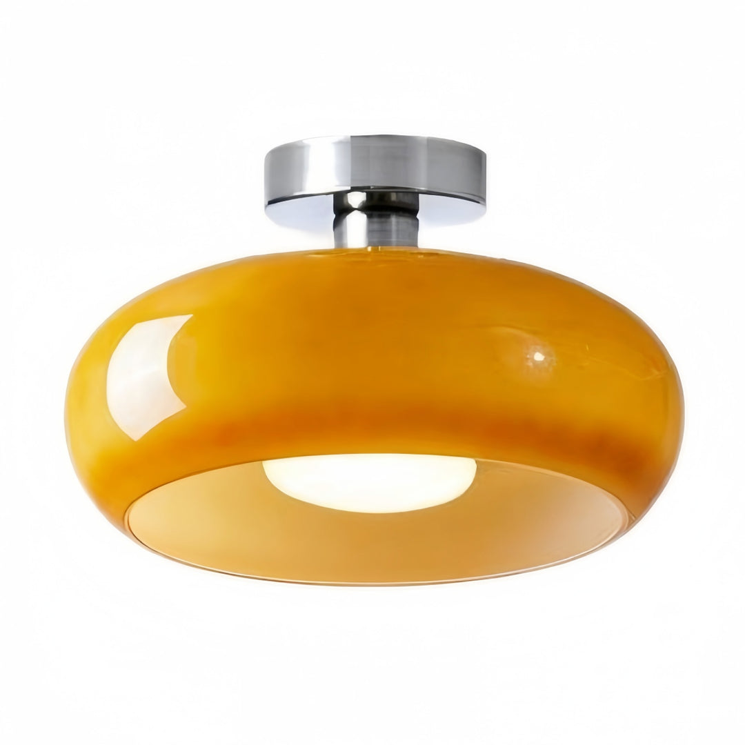 Retro Brass Bauhaus Glass Disc Ceiling Lamp